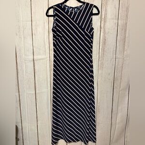 CHAPS Navy and Pink Diagonal Stripe Sleeveless Maxi Dress  Size XS